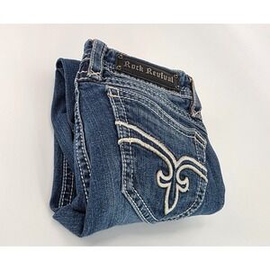Rock Revival Amy Crop Womens Size‎ 27 90s Y2K Embroidered Pocket Low Rise Capri